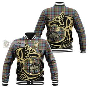 Aikenhead Tartan Baseball Jacket with Family Crest Celtic Wolf Style