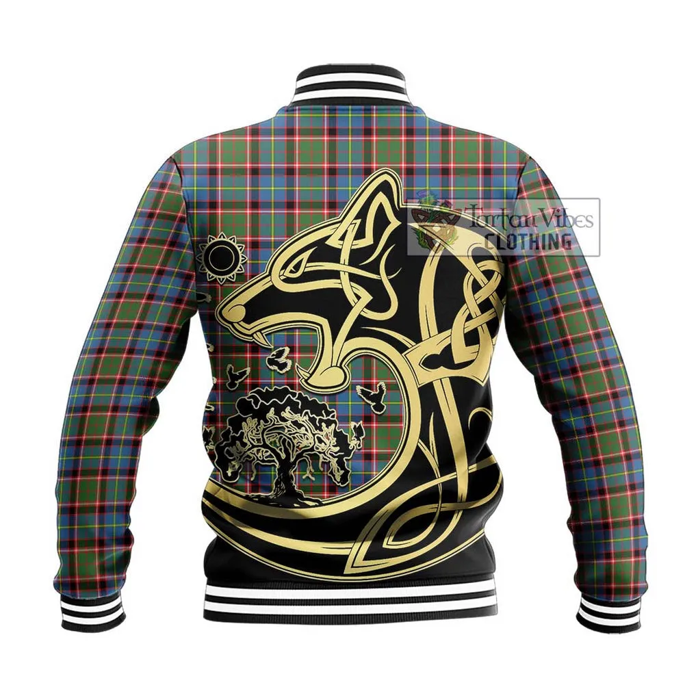 Aikenhead Tartan Baseball Jacket with Family Crest Celtic Wolf Style