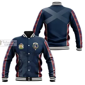 Ainslie Tartan Baseball Jacket with Family Crest and Lion Rampant Vibes Sport Style
