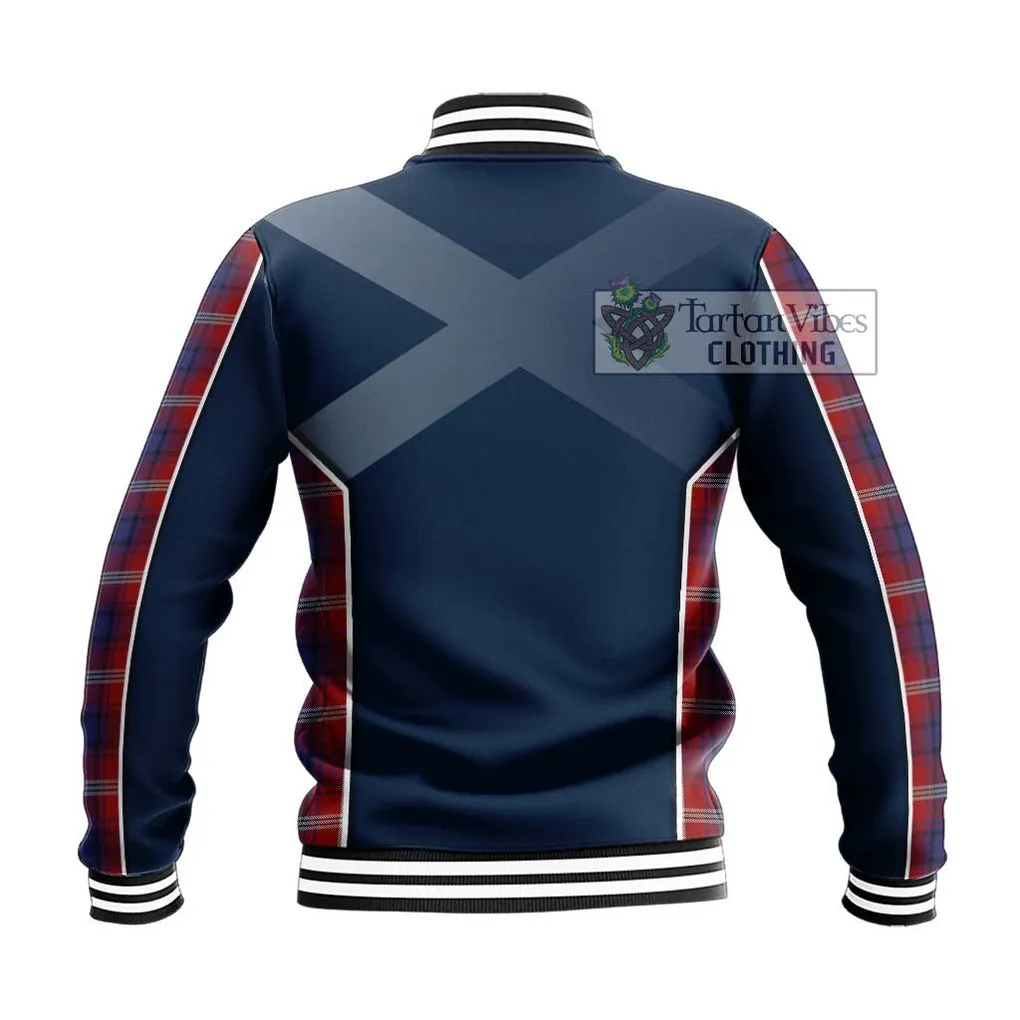 Ainslie Tartan Baseball Jacket with Family Crest and Lion Rampant Vibes Sport Style