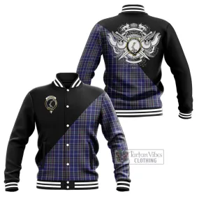 Alexander of Menstry Tartan Baseball Jacket with Family Crest and Military Logo Style