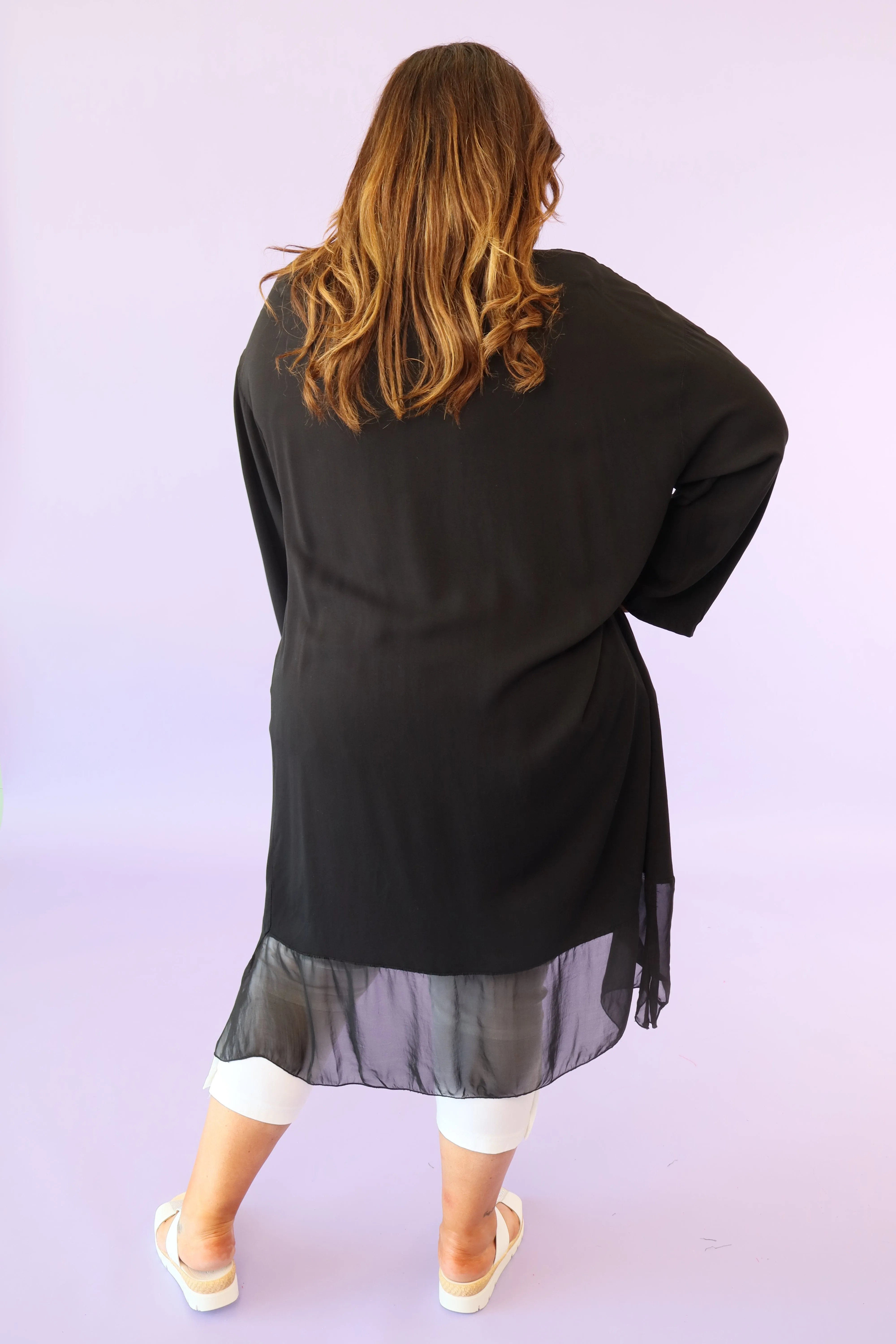 Claire Waterfall Cardigan in Black
