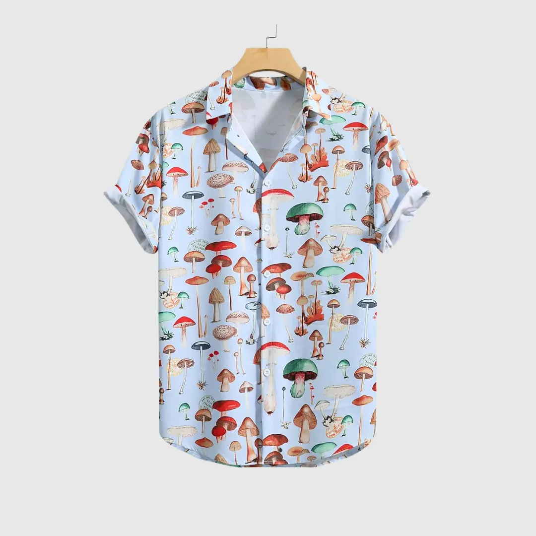 Cute Mushroom Print Casual Shirt for Men