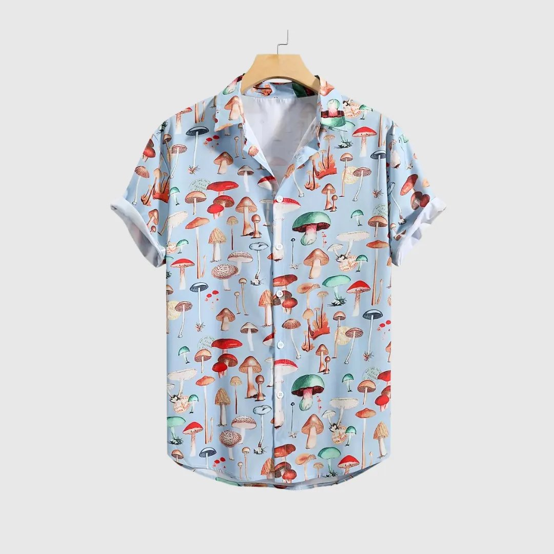 Cute Mushroom Print Casual Shirt for Men