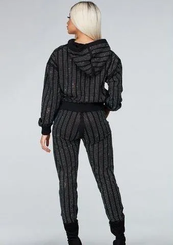 Devora Rhinestone Embellished Sweatshirt And Matching Sweatpants