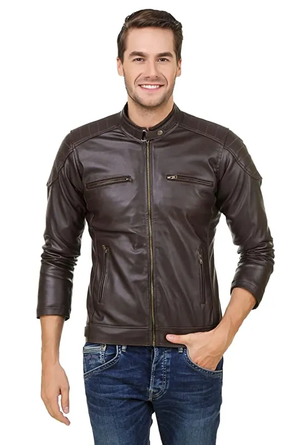 Garmadian Men's Solid Biker Jacket