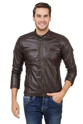 Garmadian Men's Solid Biker Jacket