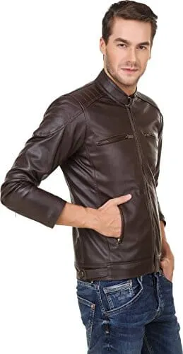 Garmadian Men's Solid Biker Jacket