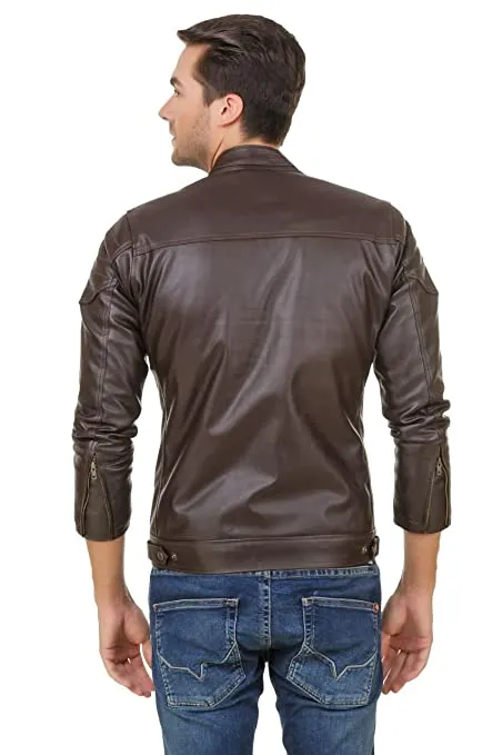 Garmadian Men's Solid Biker Jacket