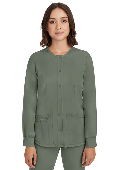 HH Works by Healing Hands Women's Megan Button Front Solid Scrub Jacket 5500