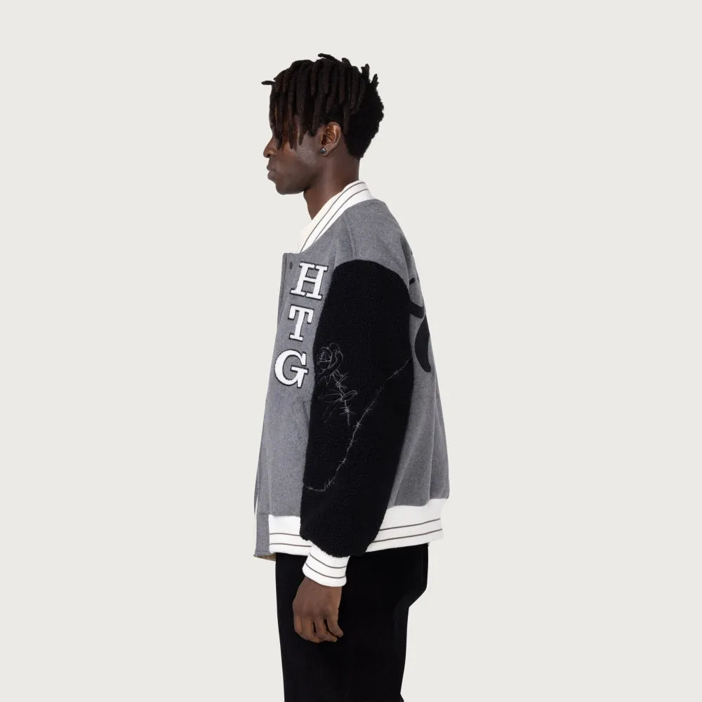 HONOR THE GIFT LETTERMAN JACKET-GREY