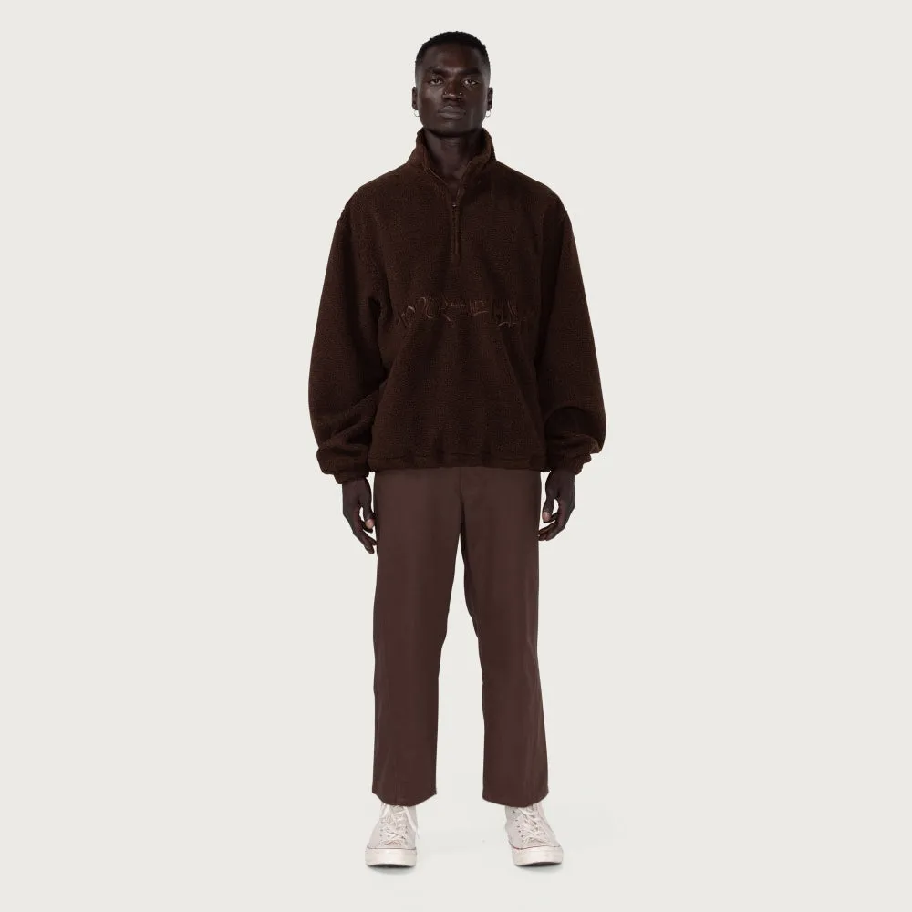 HONOR THE GIFT SCRIPT SHERPA PULLOVER-BROWN
