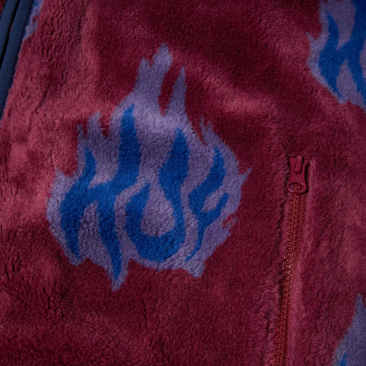 HUF FLAMIN ZIP SHERPA FLEECE-BERRY