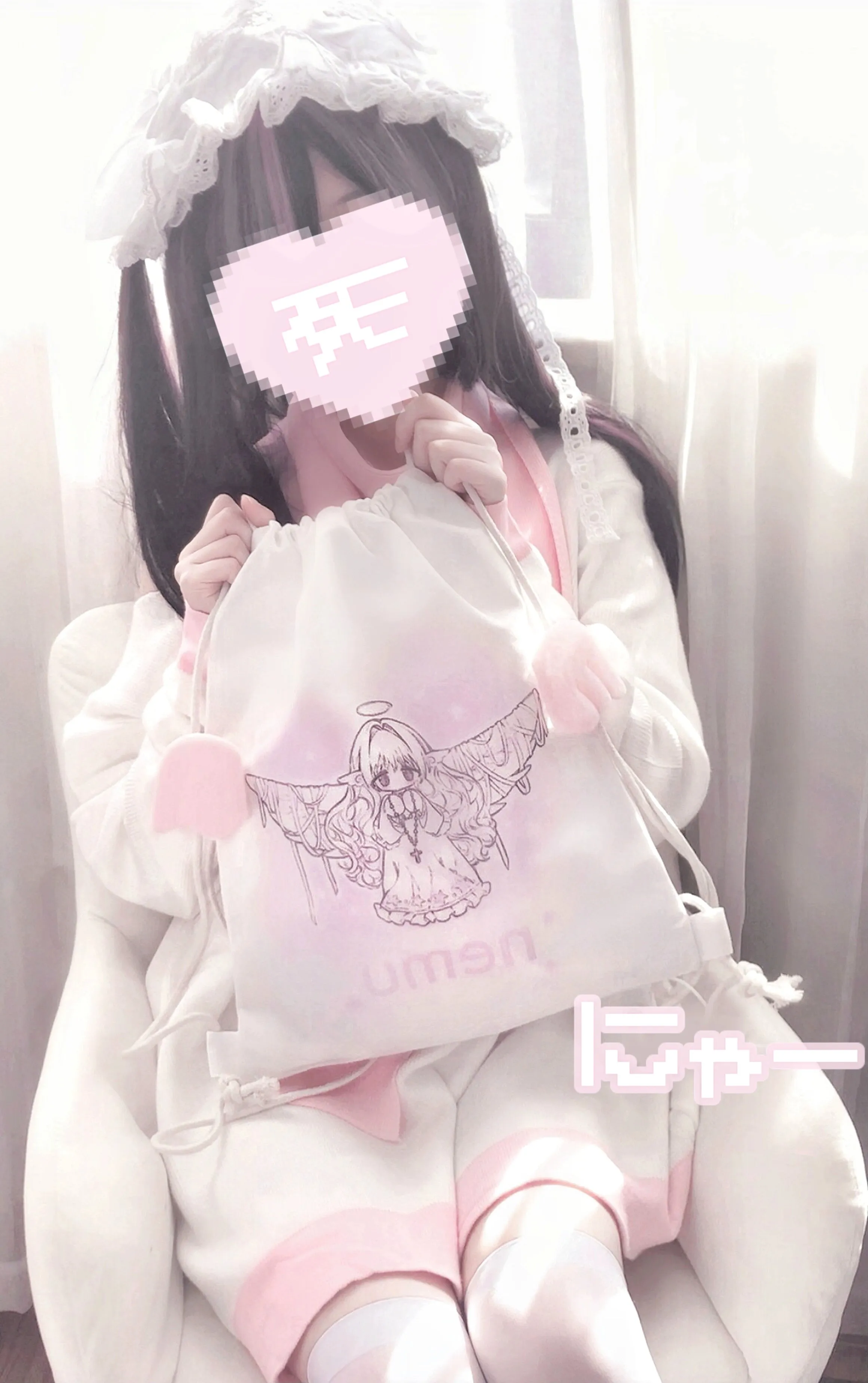 Jirai Kei Bicolor Sweater Angel Printed Sweater Set