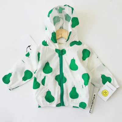 Lightweight Summer Hooded Printed Fruits Outerwear Jacket for Kids - Free Shipping to N.A.