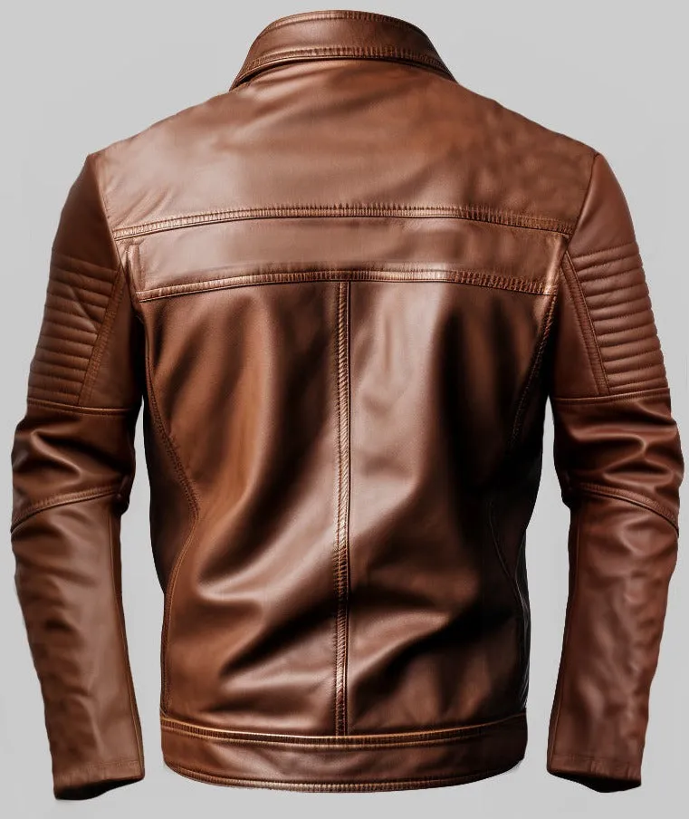 Men Jordan Brown Biker Leather Jacket