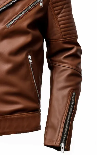 Men Jordan Brown Biker Leather Jacket