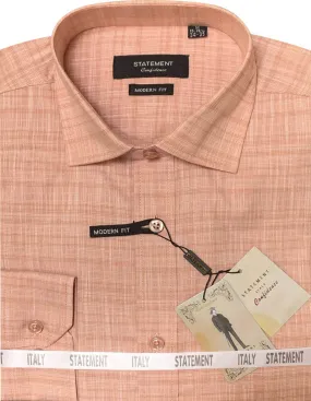 Men’s Long Sleeves Shirt 100% Prime Cotton Pin Dot Modern Fit | DS-102-Copper