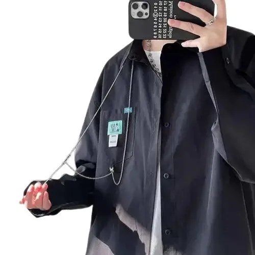 Metal Pendant Long Sleeve Shirt