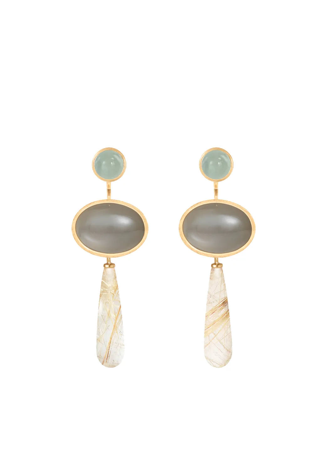 Ole Lynggaard Rutile Quartz Cabochon Earring Pendants
