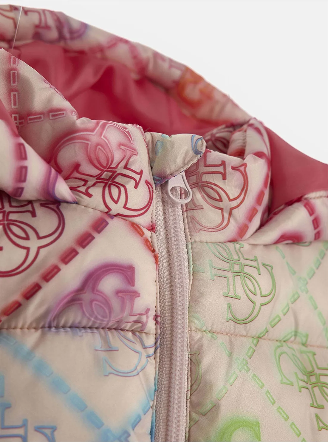 Pink Multi Hooded Padded Jacket (2-7)