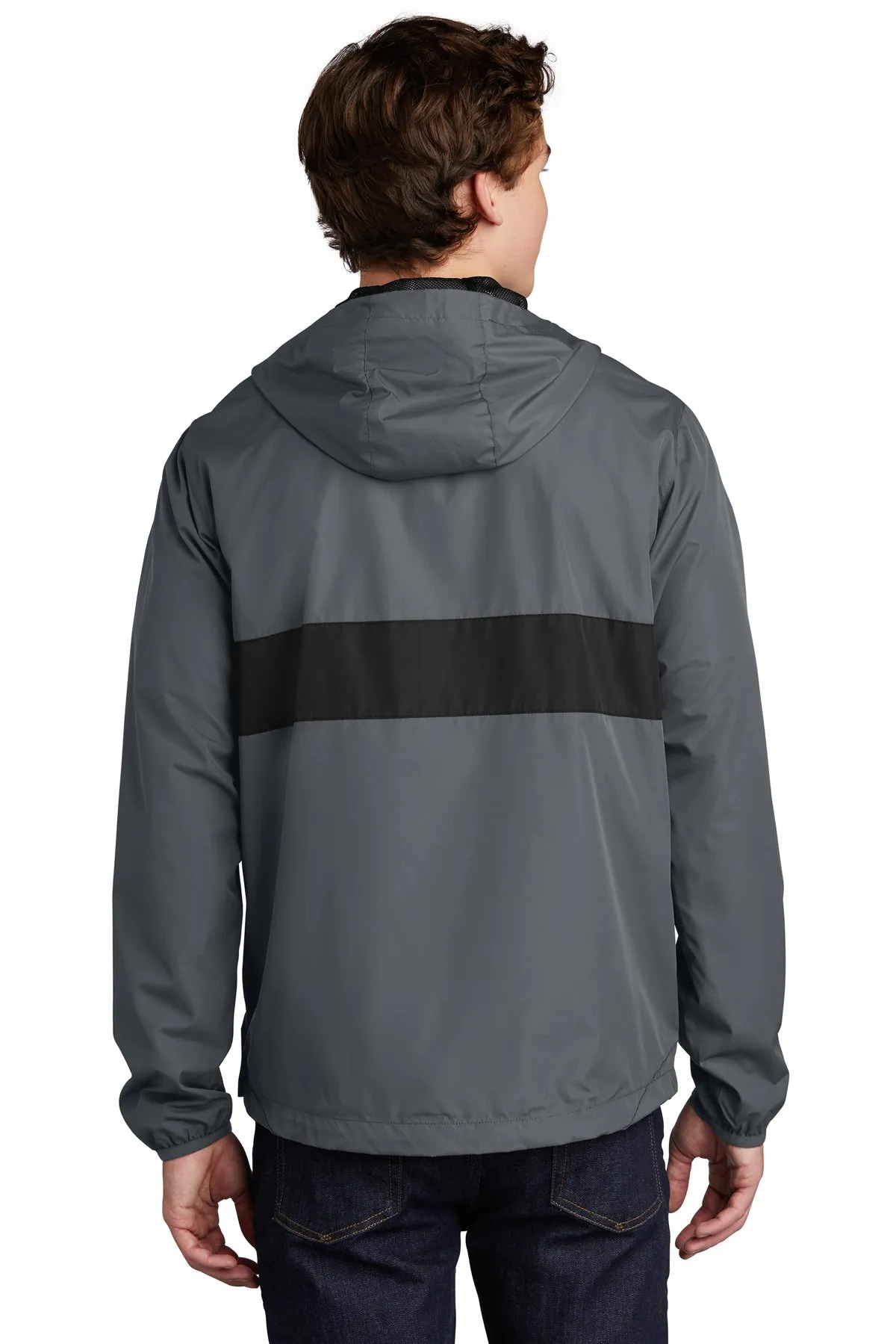 Sport-Tek Zipped Pocket Custom Anorak Jackets, Graphite Grey/ Black