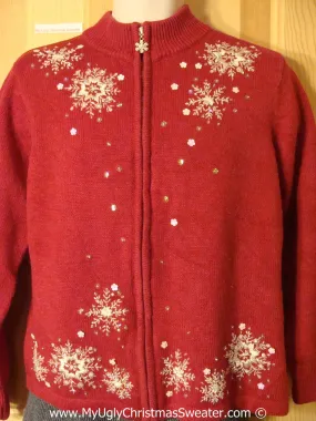 Tacky Bling Snowflakes Cheesy Holiday Sweater (f1118)