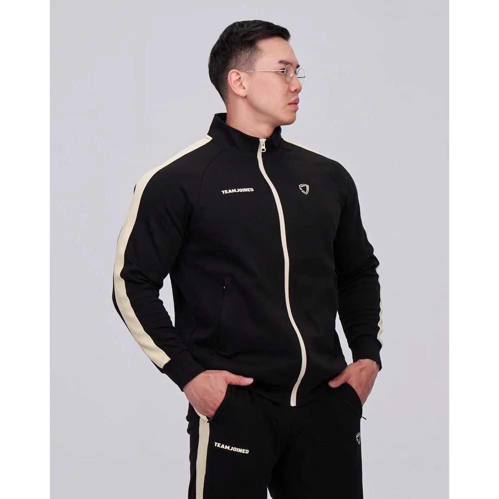 TEAMJOINED JOINED STRIPE ZIP UP-BLACK/BEIGE