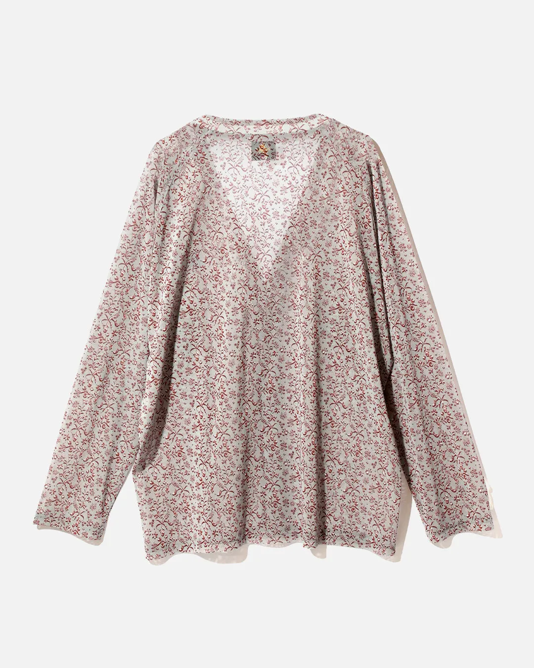 V Neck Cardigan - Poly Mesh / Floral Printed